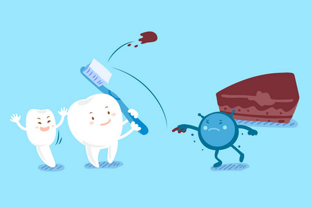 细菌的卡通牙齿打架