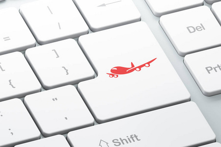旅游概念 飞机上的计算机键盘背景