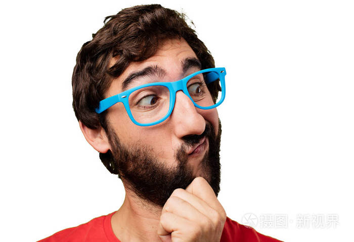 疑惑的脸年轻疯狂的人