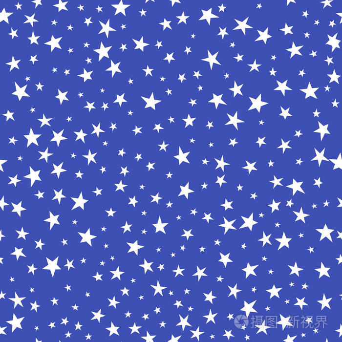 无缝图案蓝色背景下的白色星星