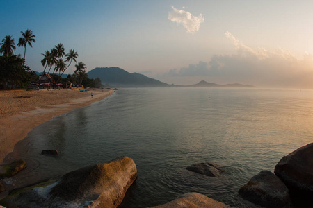 在拉迈海滩上在泰国苏梅岛海景