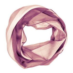 粉红色丝绸围巾上孤立的白色背景