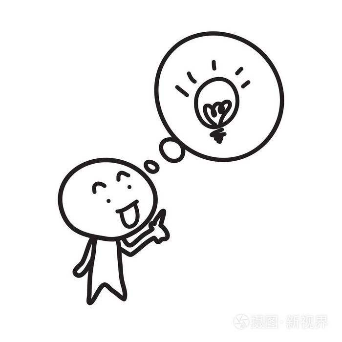 思考人类与观念淡薄灯泡插画-正版商用图片0wn327-摄图新视界