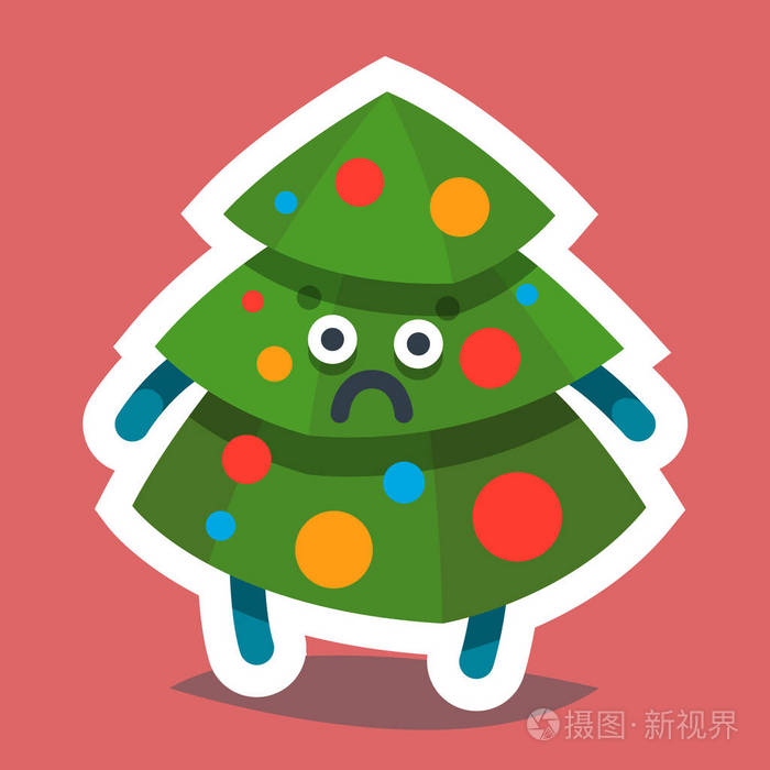表情符号图标快乐新年枞树