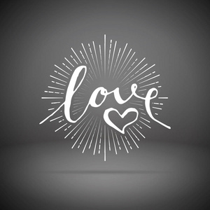 在情人节的浪漫卡.手写的现代书法海报照片