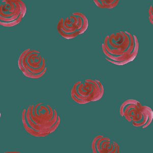 无缝手绘水彩花卉点缀玫瑰