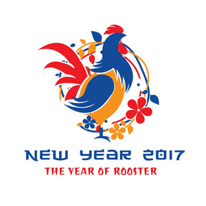 中国新年 2017年公鸡年卡设计，适合社交媒体 横幅 海报 卡和其他相关的场合