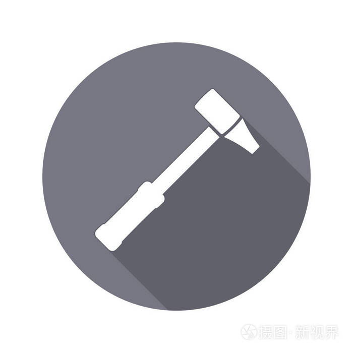 锤子图标.修复工具符号.圆圈平标志与长长的阴影.矢量