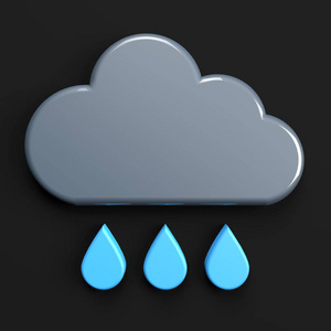 黑色的 3d 渲染上孤立的雨天气预报图标