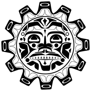 太阳图腾太阳符号的矢量插图照片