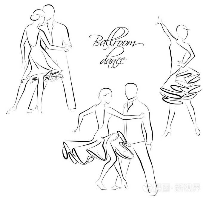 跳舞的夫妇,舞厅舞者插画-正版商用图片0wnsar-摄图新视界