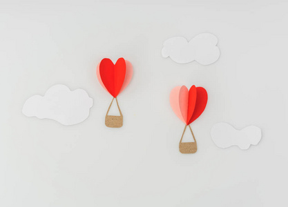剪纸的心热气球为情人节 celebrat