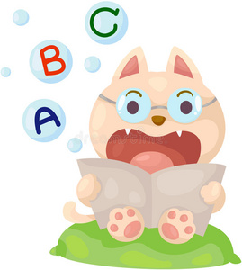 卡通猫读英语书照片