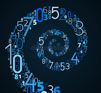 浅蓝色字体代码螺旋形,数字矢量字体照片