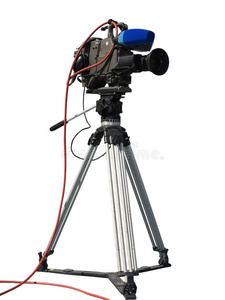 电视专业工作室三脚架上的数码摄像机