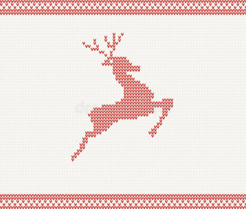 圣诞冬日鹿纹针织图案