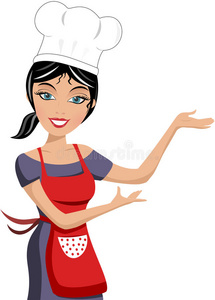 微笑美女厨师秀照片