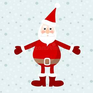 可爱的圣诞老人，圣诞卡，插图，雪花的冬天背景