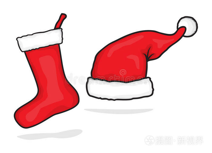 红色圣诞帽和圣诞长袜