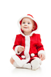 穿着圣诞老人衣服的可爱宝宝