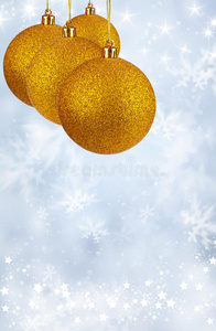 圣诞快乐新年背景黄球