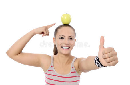 健康生活方式健身女士手拿苹果