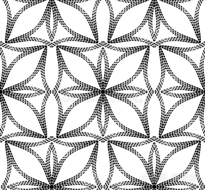 半色调抽象花几何矢量无缝图案