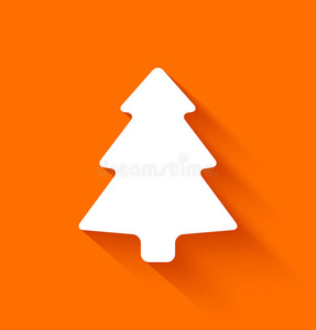 橙色背景的抽象圣诞树