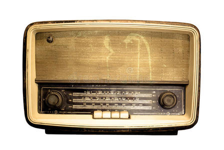 白色背景的旧收音机