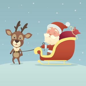 圣诞鹿和圣诞老人