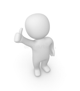 显示竖起大拇指标志的三维人照片