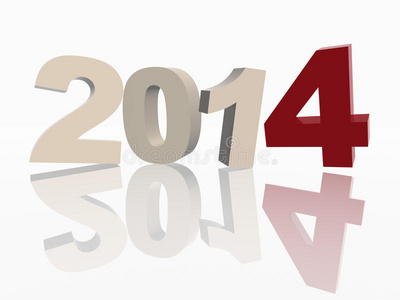 红色和灰色数字的2014年3d新年