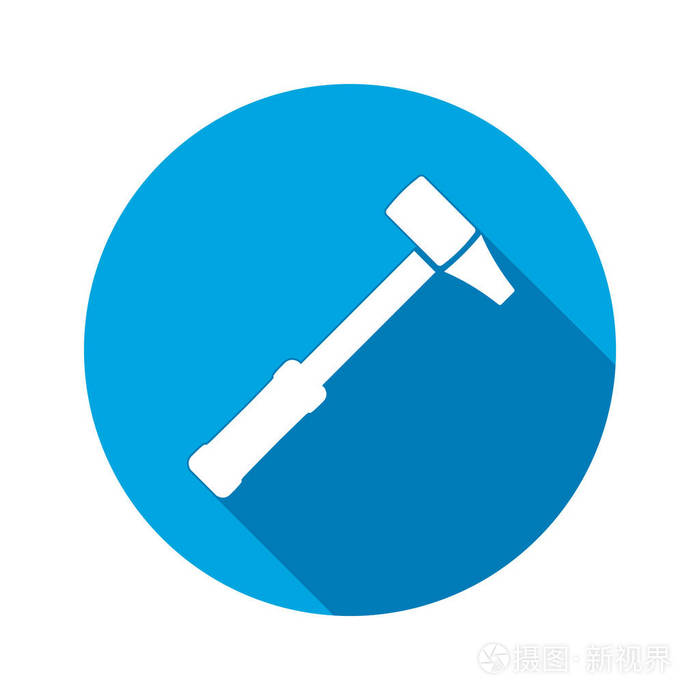 锤子图标.修复工具符号.圆圈平标志与长长的阴影.矢量