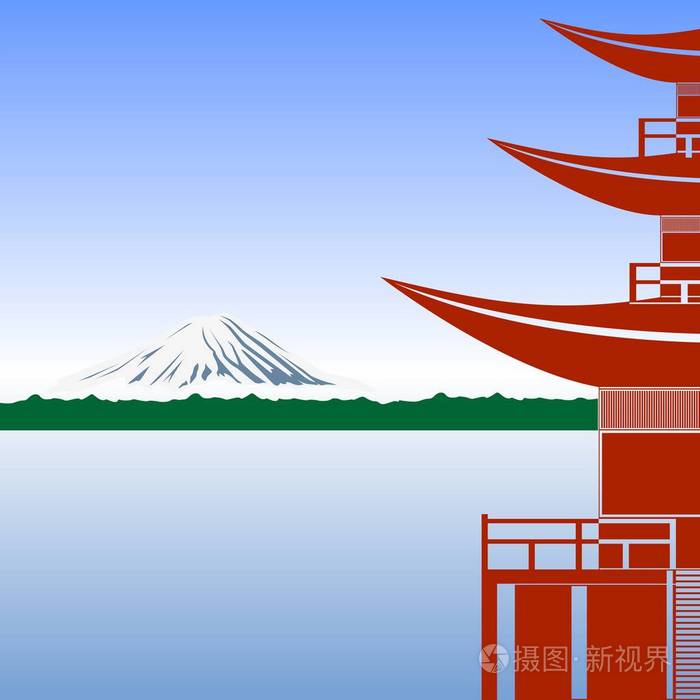 日本的富士山背景下建筑插画 正版商用图片0wr7t7 摄图新视界 日本的富士山背景下建筑插画 正版商用图片0wr7t7 摄图新视界