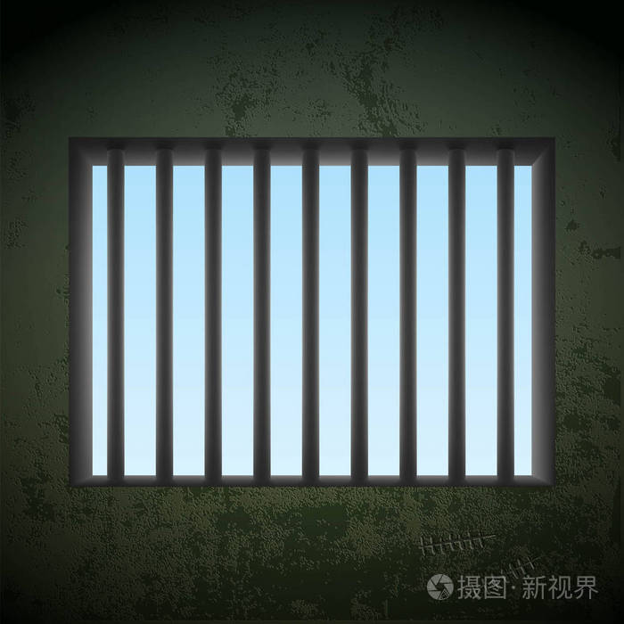与酒吧在监狱牢房的窗口股票矢量