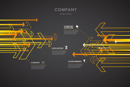 箭头和 ico 公司信息图表概述设计模板