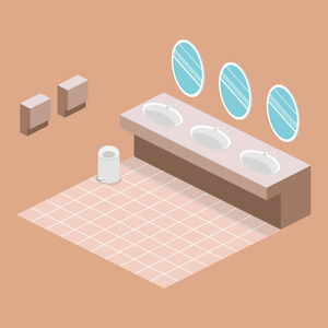 内部的公共厕所插画