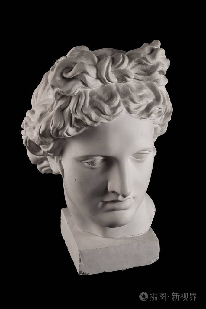 阿波罗的头部的石膏雕像