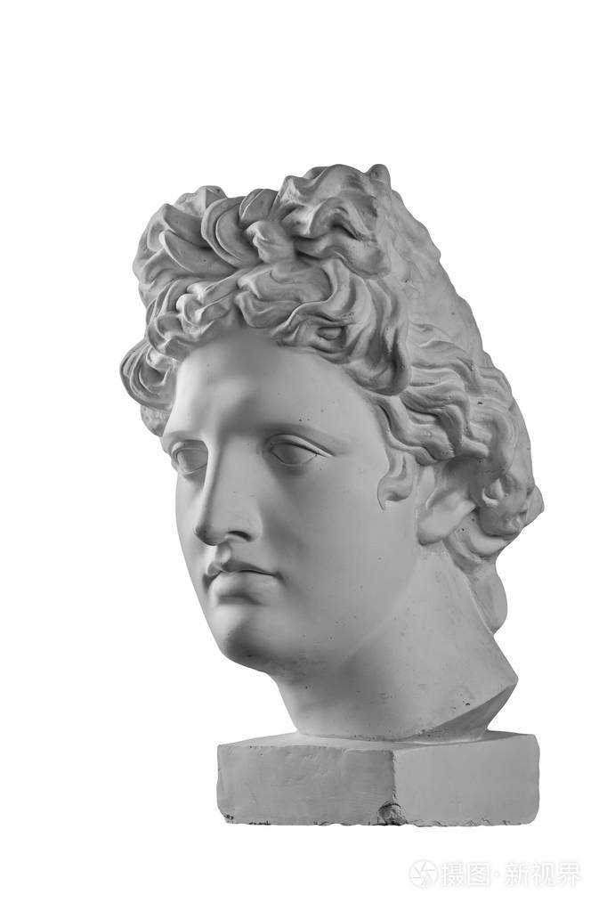 阿波罗的头部的石膏雕像