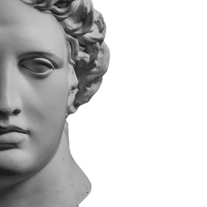 阿波罗的头部的石膏雕像照片