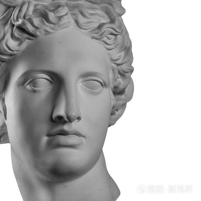 阿波罗的头部的石膏雕像