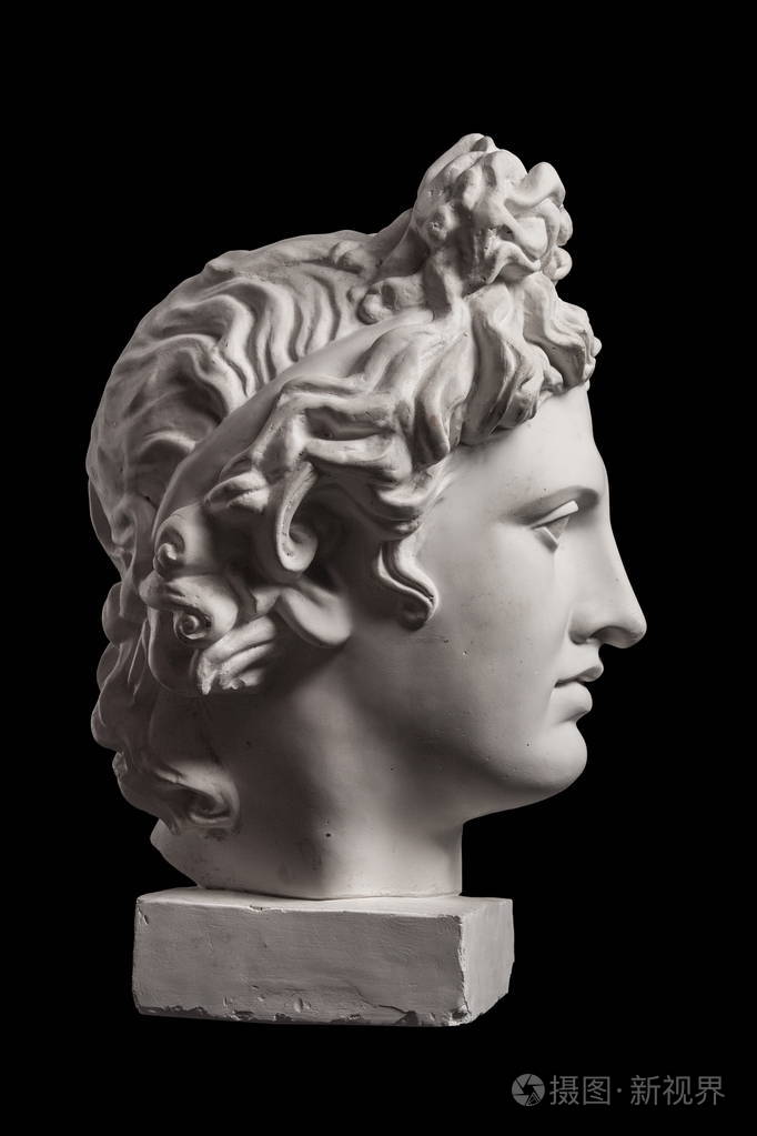 阿波罗的头部的石膏雕像