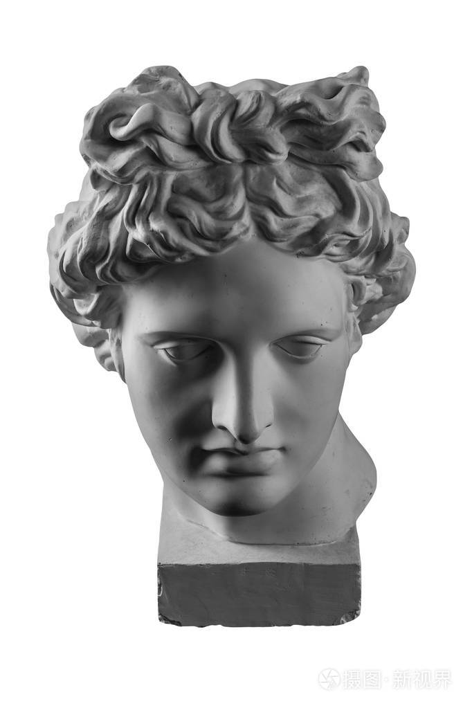 阿波罗的头部的石膏雕像