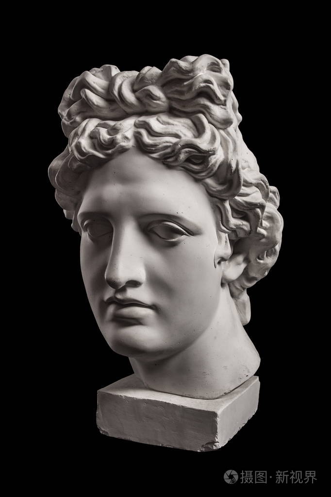 阿波罗的头部的石膏雕像