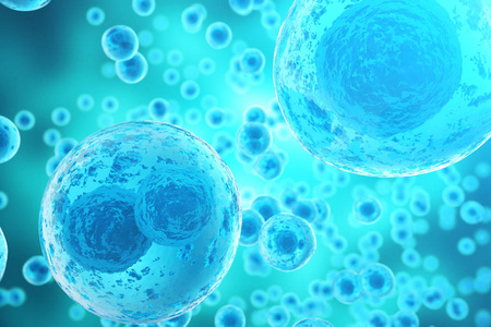蓝色单元格背景。生活与生物学 医学科学 分子生物学研究 dna。3d 渲染