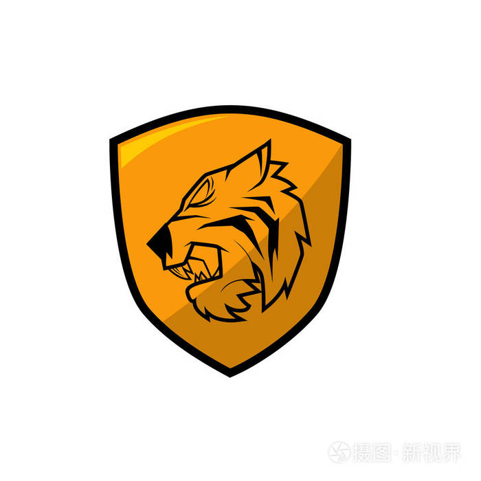 老虎和盾牌标志矢量