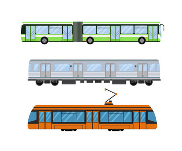 市路电车和无轨电车运输矢量图