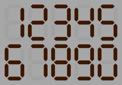 黑-白.色调的灰色 led 数字-设置 1,2,3,4,5,6,7,8,9.电子数字.