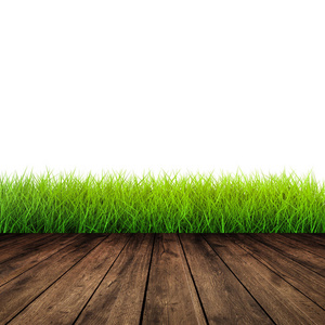 长满绿草的木地板