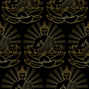 高清金佛壁纸无缝模式的金佛和莲花照片
